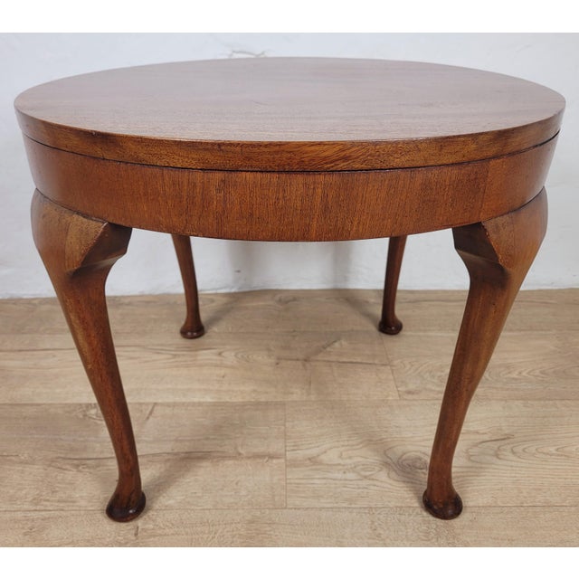 Vintage Circular Coffee Table in Mahogany with Cabriole Legs, 1970s For Sale - Image 9 of 13