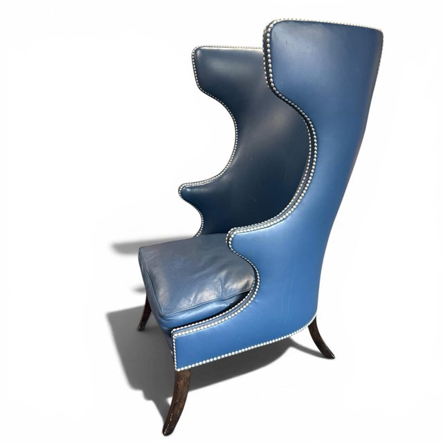 Dennis & Leen Dennis and Leen Highback English Leather Wingchair For Sale - Image 4 of 12