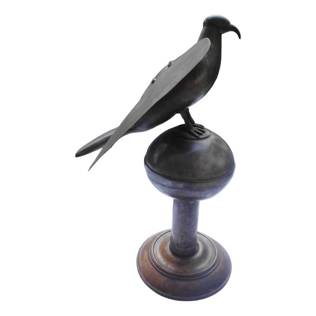 Antique Bird Sculpture in Wood and Metal For Sale