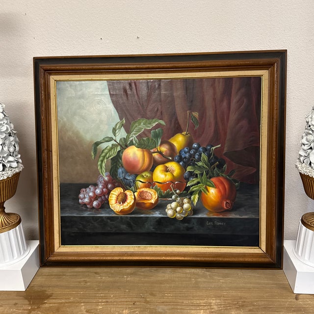1940s Fruit Still Life Oil Painting For Sale - Image 9 of 9