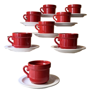 Mid-Century Dutch Ceramic Espresso Cups and Saucers from Huizen Holland, 1970s, Set of 16