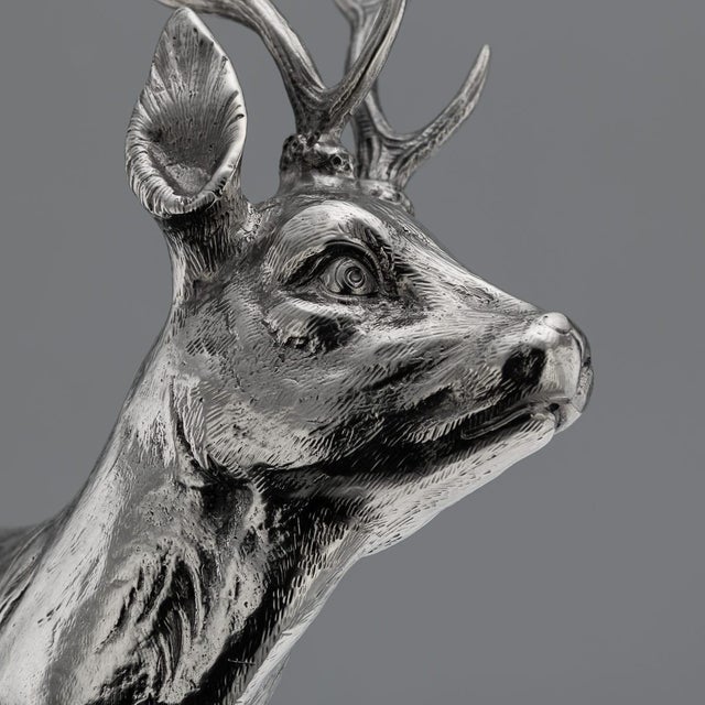 20th Century German Silver Statues of a Reindeer, Hanau, 1920s For Sale - Image 9 of 18