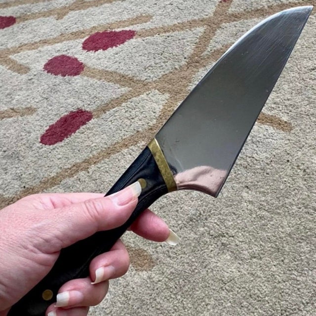 Vintage 1990s Joseph DiGANGI Designs System II Cutlery Knife Set Mirror Blade w/ stand - Set of 5 For Sale - Image 9 of 12