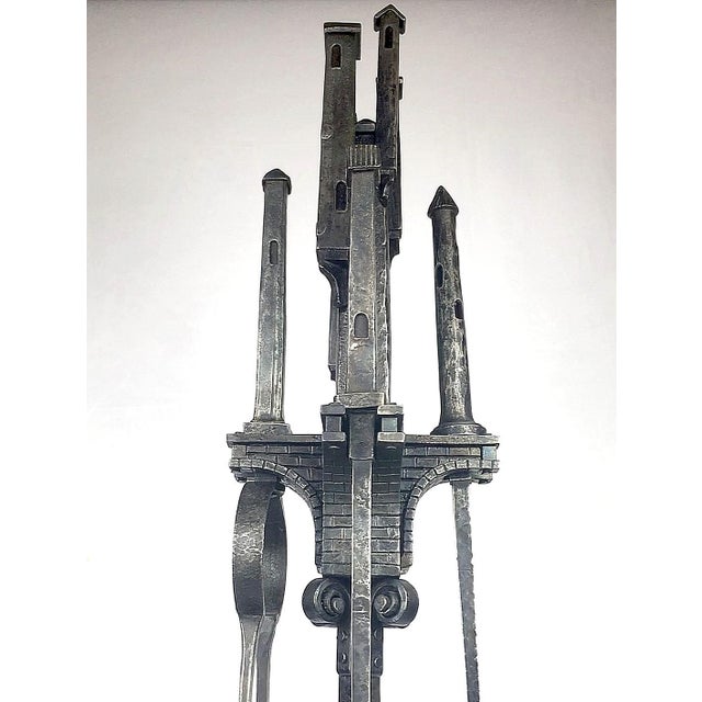 2020s "San Gimignano" Forged Shovel, Poker, Fire Tongs, Broom Fireplace Tools Set - 5 Pieces For Sale - Image 4 of 13