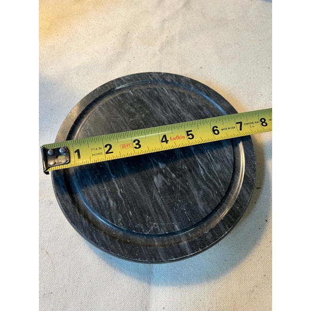 1970s Black Round Marble Serving Cheese Platter For Sale - Image 4 of 5