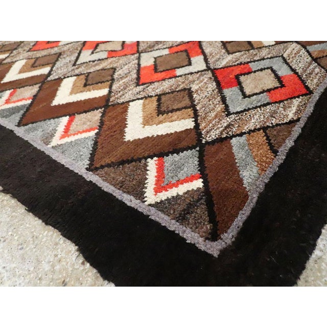 Brown Galerie Shabab Collection Mid-20th Century Handmade Polish Geometric Art Deco Style Accent Rug For Sale - Image 8 of 9