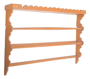 Rustic Portuguese Yellow Wooden Plate Rack, 1950