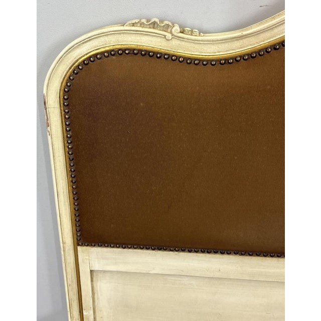 Gold Vintage French Shabby Chic Upholstered King Size Bed Frame For Sale - Image 8 of 14