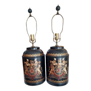 Vintage Pair of Tole Chelsea House Ginger Jar Style Lamps For Sale