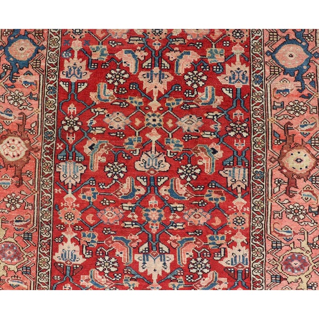 Persian Antique Malayer Rug With Colorful Geometric All-Over Design in Reds For Sale In Atlanta - Image 6 of 11