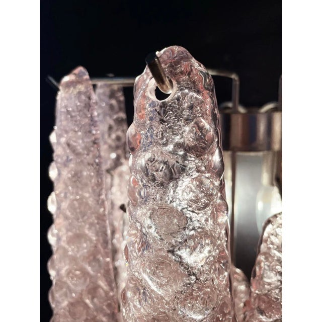 1960s Pink Murano Wall Lamps with Drop-Shaped Prisms, 2000s, Set of 2 For Sale - Image 5 of 6