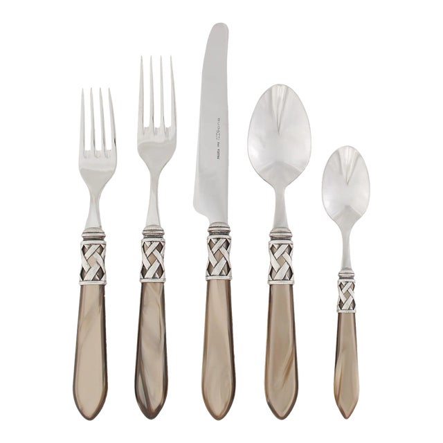 VIETRI Aladdin Antique Flatware Taupe Five-Piece Place Setting For Sale
