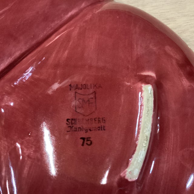 Mid 20th Century Crimson Majolica Platter For Sale - Image 9 of 11