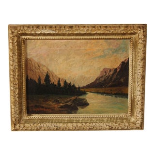 Continental School Mountain Landscape Oil Painting, Signed For Sale