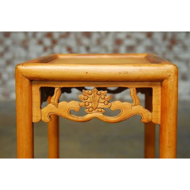 Beige Chinese Lotus Blossom Stacked Nesting Tables - Set of 3 For Sale - Image 8 of 9