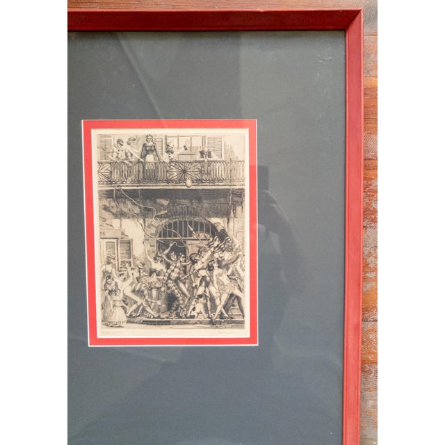 Mid-Century Etching of Mardi Gras on Canal Street by Morris Henry Hobbs For Sale - Image 4 of 12