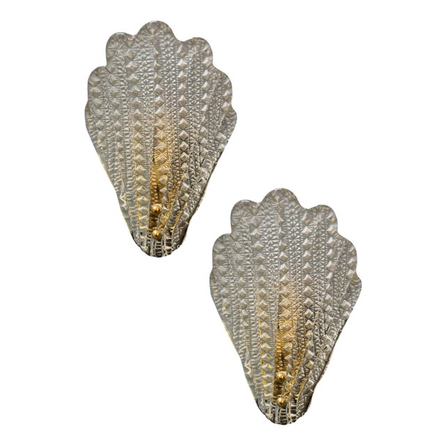Vintage Art Deco Wall Sconces in Murano Glass, 1960s, Set of 2 For Sale