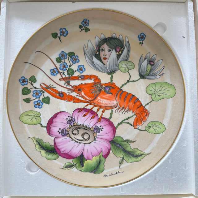 Ceramic Zodiac Sign Plate Cancer in Porcelain by Ole Winther for Hutschenreuther, 1979 For Sale - Image 7 of 7
