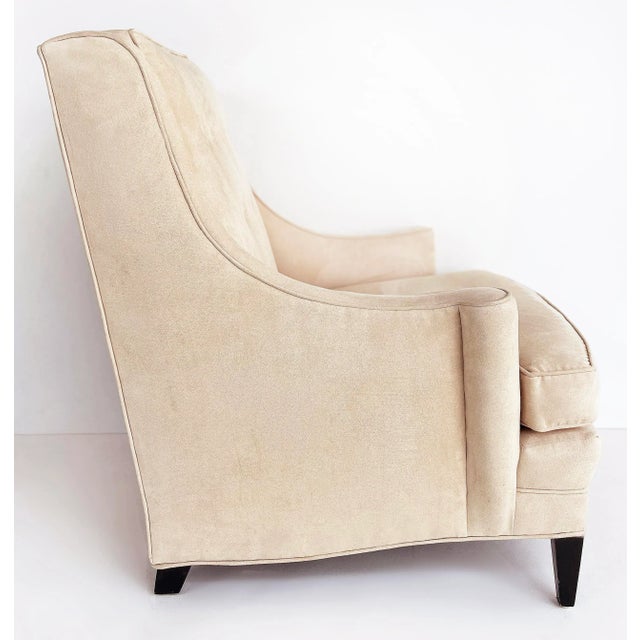 1940s Mid-Century Modern Club Chairs, Ultrasuede Upholstery, Loose Seat Cushions For Sale - Image 9 of 11