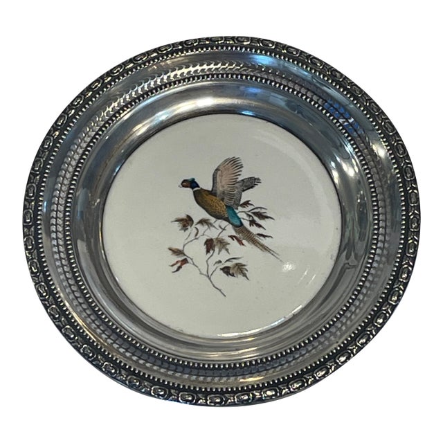 1950s Frank M Whiting Pheasant Placard With Sterling Silverborder For Sale
