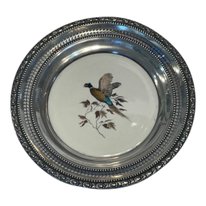 1950s Frank M Whiting Pheasant Placard With Sterling Silverborder