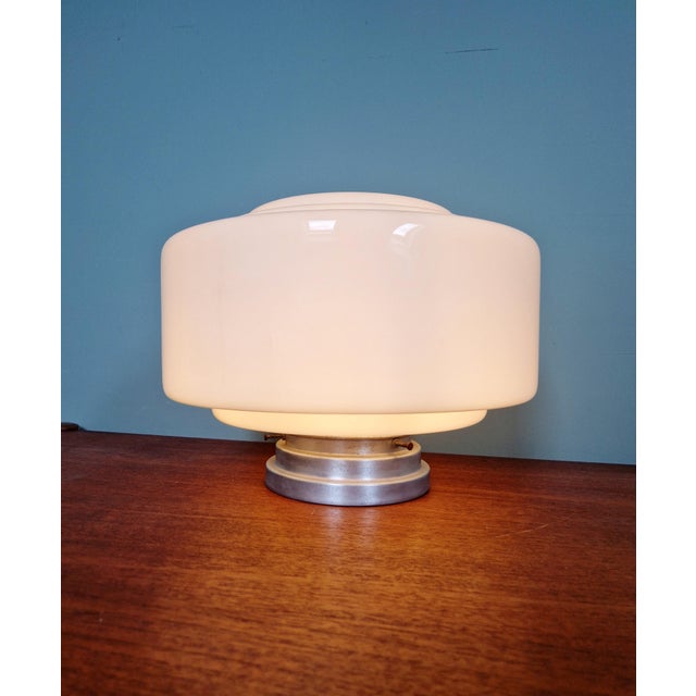 Philips Large Art Deco Phililite Series Ceiling Light in White Opaline Glass from Philips, 1930s For Sale - Image 4 of 14