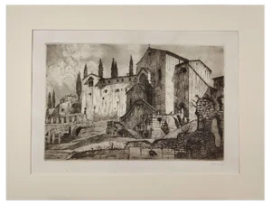 Ettore Fagiuoli, Church of Santa Libera in Verona, 1923, Etching