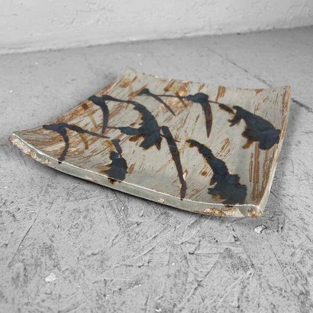 Ceramic Ceramic Bowl / Vide Poche with Grass Motif, Japan, 1980s For Sale - Image 7 of 10