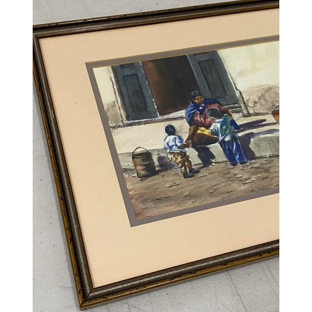 Vintage Latin American School Watercolor by Helen Marie C.1970 For Sale - Image 4 of 11