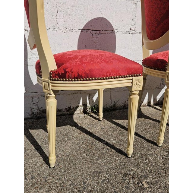 Antique Louis XVI French Medallion Damask Chairs, Set of 4 For Sale - Image 18 of 18