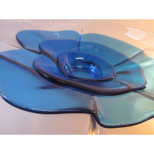 Large Blue Flower Glass Bowl from Rosenthal, 1977 For Sale - Image 3 of 10