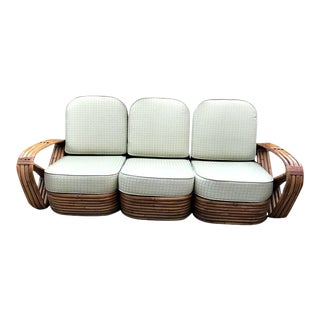 Vintage Rattan 3-Seat Section Sofa by Paul Frankl For Sale