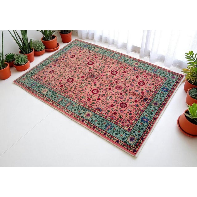 Traditional 1950s Vintage Turkish Rug Hand Knotted Area Rug - 3′9″ × 5′5″ For Sale - Image 3 of 11