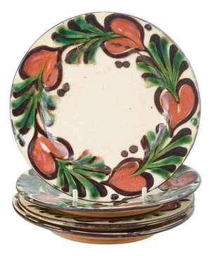 Small Ceramic Plates with Leaf Garlands from Kähler, Denmark, 1930s-1940s, Set of 4