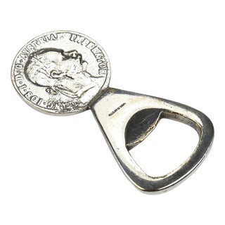 Silvered Brass Bottle Opener Habsburg 2 Florin Coin attributed to Carl Auböck, Austria 1950 For Sale