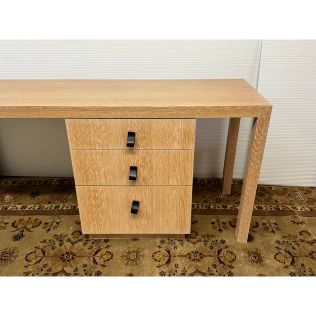 Lime Wash Oak Wood Desk With Drawer Cabinet For Sale - Image 12 of 12