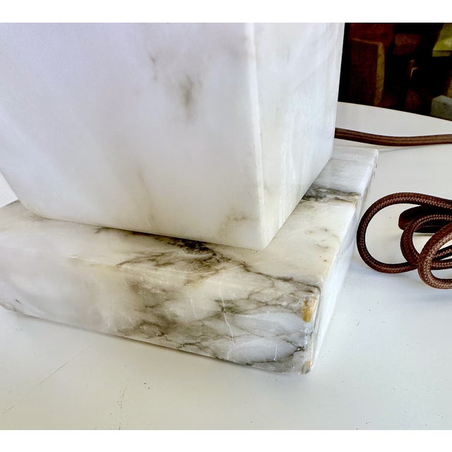 Pair Italian Column Neoclassic Alabaster Table Lamps For Sale - Image 15 of 18
