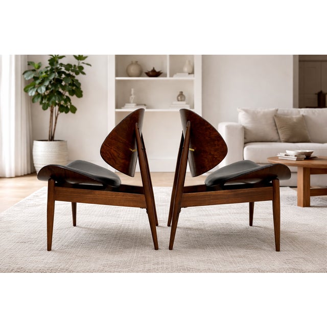 Seymour J. Wiener Pair - Mid Century Modern Clam Shell Chairs by Kodawood, C. 1960's For Sale - Image 4 of 18