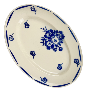 Oval Dish with Blue Floral Pattern from Badonviller, 1920s