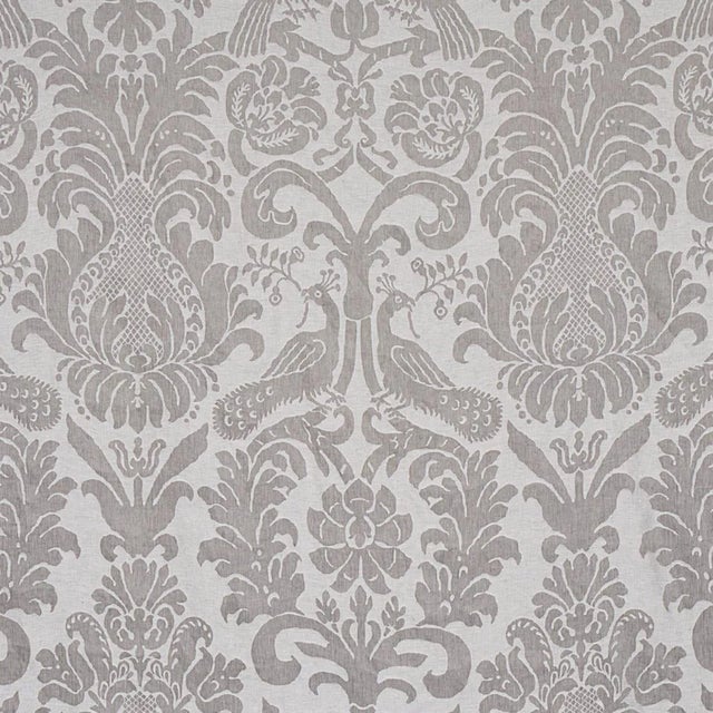 Sample - Schumacher Anna Damask Fabric in Grey For Sale