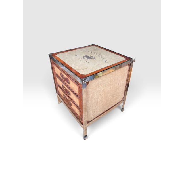 Glass 1990s Charleston Polo Campaign Style Three-Drawer Side Table With Glass Top. For Sale - Image 7 of 11