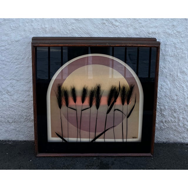 Pair of reverse silkscreen print on glass shadow box wall art by Virgil Thrasher produced by Lucid Lines. Both pieces are...