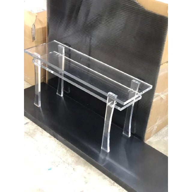 Handcrafted Asian-Silhouette Acrylic Bench For Sale - Image 4 of 5