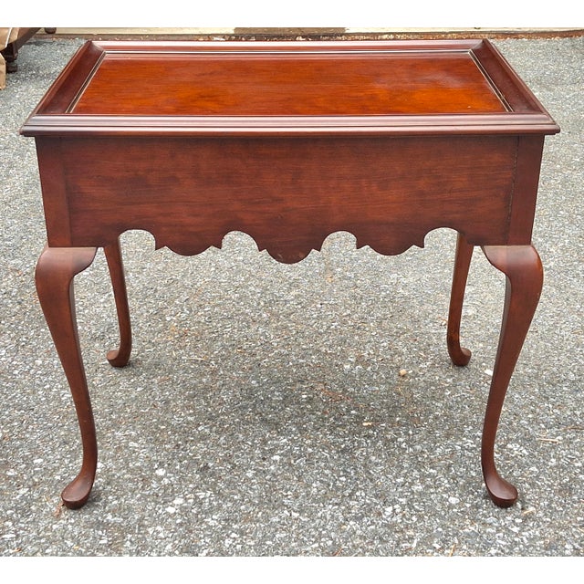 Queen Anne Style Cherry Tea Table With Pull-Out Trays For Sale - Image 9 of 9
