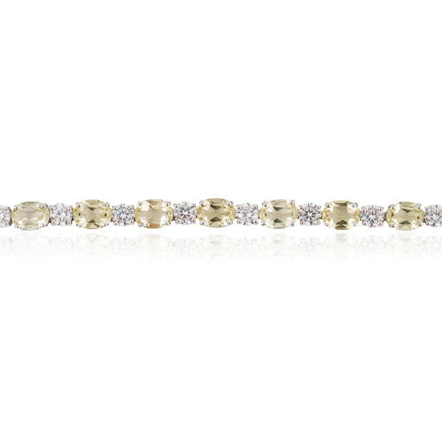 Contemporary Contemporary 14.8 CTW Oval Lemon Topaz & Round Zircon Sterling Silver Tennis Bracelet For Sale - Image 3 of 13