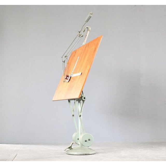 Architects Drawing Board By Riefler Circa 1950s Articulated cast iron base in green - Height adjustable and pivotable -...