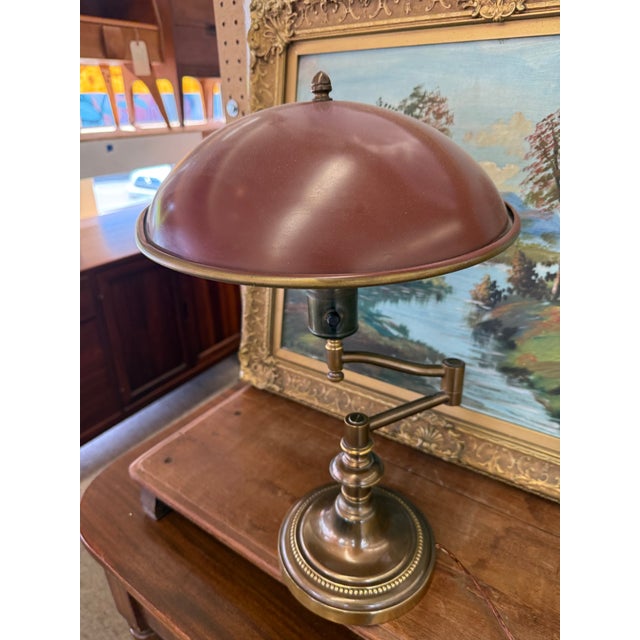 Metal Vintage Traditional Art Deco Style Articulating Table Lamp For Sale - Image 7 of 10