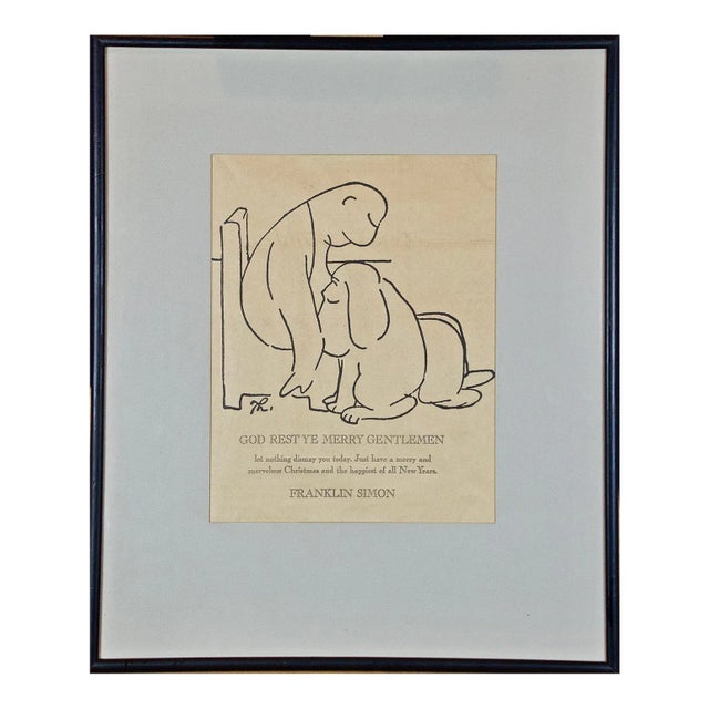 Christmas Lithograph Poster After James Thurber "God Rest Ye Merry Gentlemen", Unknown For Sale