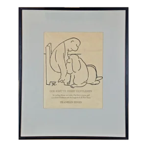 Christmas Lithograph Poster After James Thurber "God Rest Ye Merry Gentlemen", Unknown
