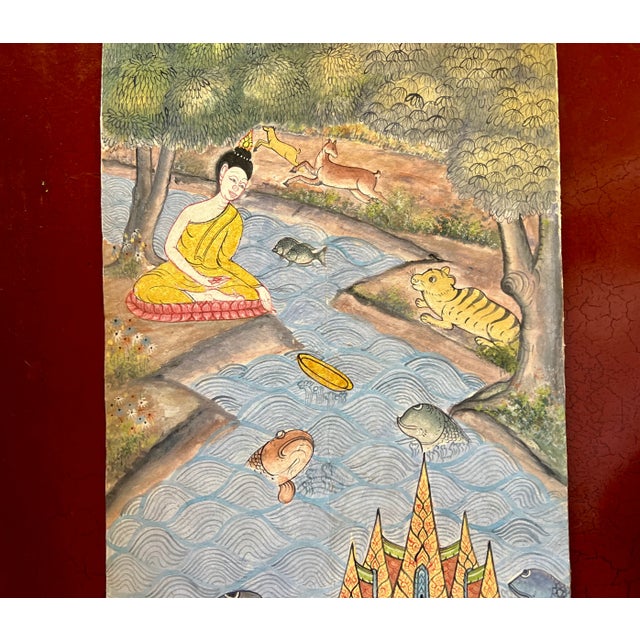 Antique Thai Buddhist Prayer Manuscript Sheet For Sale - Image 4 of 6